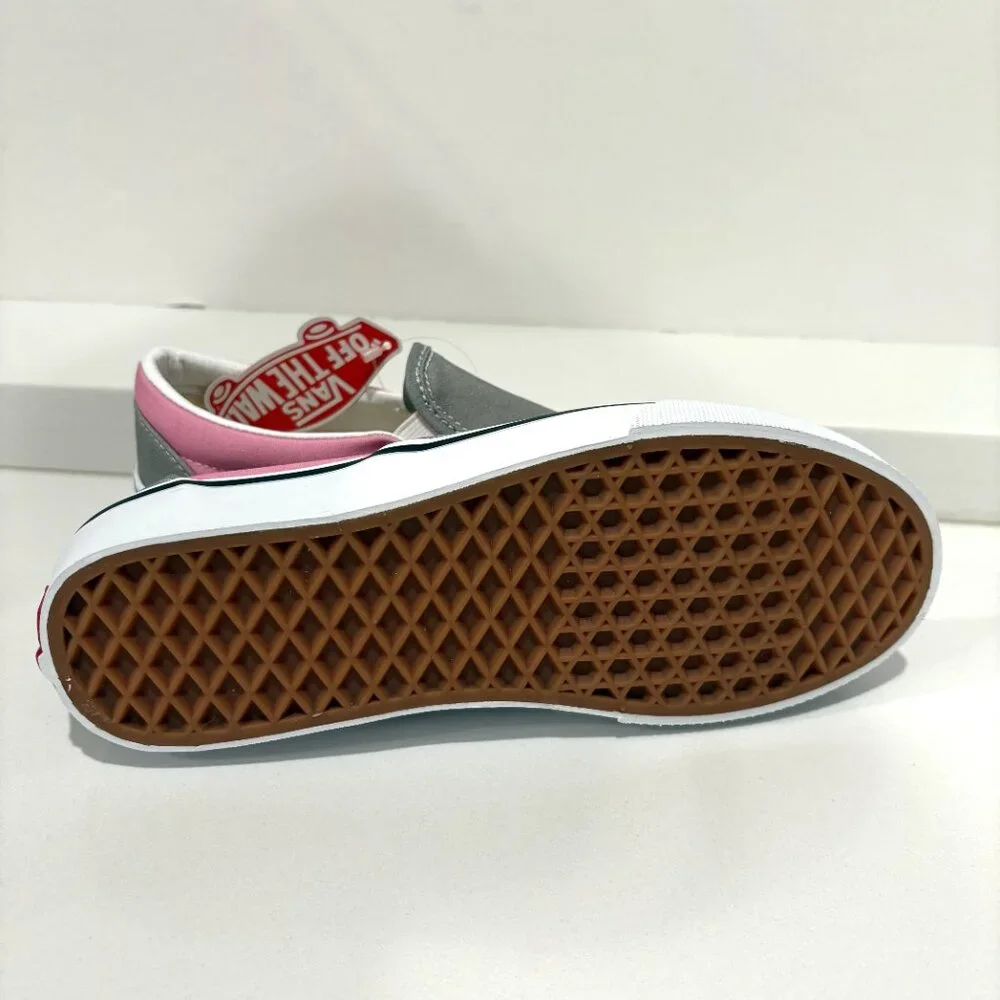 Vans Classic Slip On Canvas Sneakers Prism Pink Drizzle Gray Colorblock Size 7.5